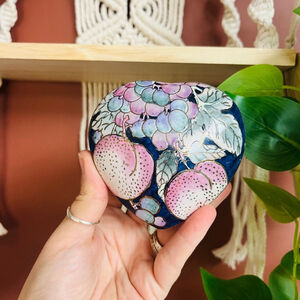 Vintage Chinoiserie Heart Trinket‎ Jewelry Box Handpainted Porcelain Toyo China